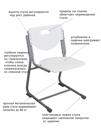 Растущий стул SF-3 Белый Серый