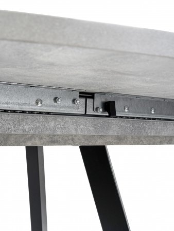 Стол овальный раздвижной 120/150x80,  ЛДСП серый бетон, металл черный