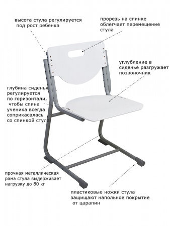 Растущий стул SF-3 (сиденье белое/ опоры серые) с чехлом Калейдоскоп