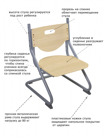 Растущий стул SK-2 Береза Серый