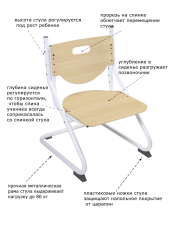 Растущий стул SK-2 (сиденье береза / опоры белые) с чехлом купить в интернет-магазине Aeparta