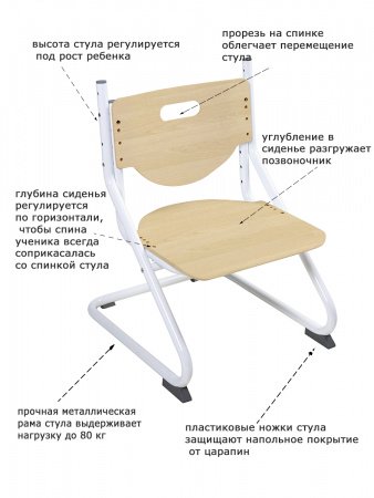 Растущий стул SK-2 (сиденье береза / опоры белые) с чехлом купить в интернет-магазине Aeparta
