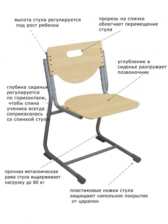 Растущий стул SF-3 (сиденье береза / опоры серые) с чехлом Оазис