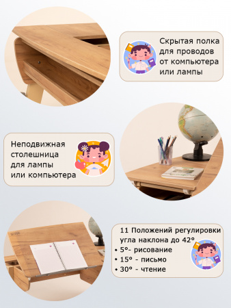 Растущая парта Лидер Премиум с выдвижным ящиком купить в интернет-магазине Aeparta