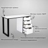 Компьютерный стол АСТЕК ЛОФТ (ЛДСП Белый, кромка черная, металл черный)