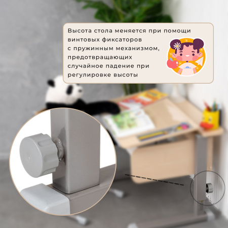 Комплект Колибри Мини 2 парта и стул береза серый