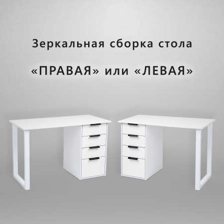 Компьютерный стол АСТЕК ЛОФТ (ЛДСП Белый, кромка белая, металл белый)