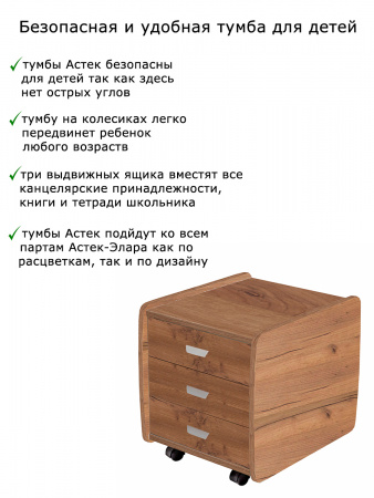 Тумба выкатная 3 ящика Дуб Дуб