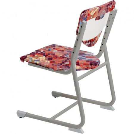 Растущий стул SF-3 (сиденье белое/ опоры серые) с чехлом Калейдоскоп